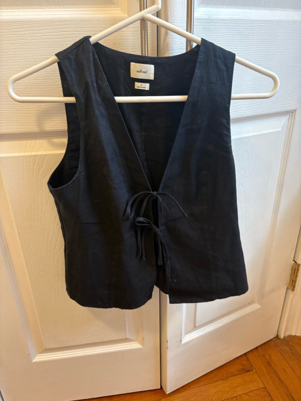 Aritzia Black Linen Tie-Front Vest